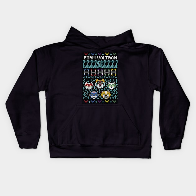 Ugly Voltron Holiday Sweater Kids Hoodie by Soft Biology